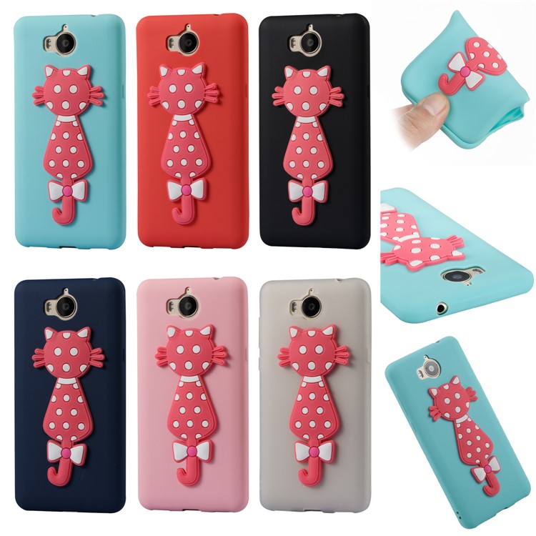 For Huawei Y6 (2017)/Y5 (2017) Adorable 3D Cat Soft TPU Mobile Case - Black-7