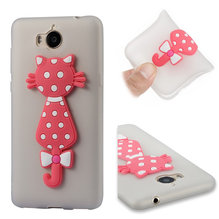 For Huawei Y6 (2017)/Y5 (2017) Adorable 3D Cat Soft TPU Mobile Cover - White-1