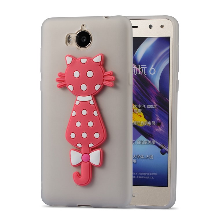 For Huawei Y6 (2017)/Y5 (2017) Adorable 3D Cat Soft TPU Mobile Cover - White-2