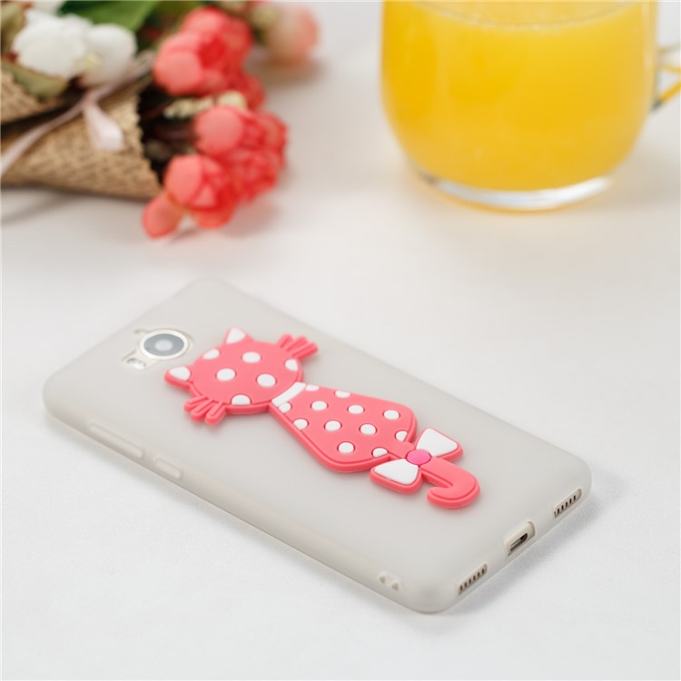 For Huawei Y6 (2017)/Y5 (2017) Adorable 3D Cat Soft TPU Mobile Cover - White-4