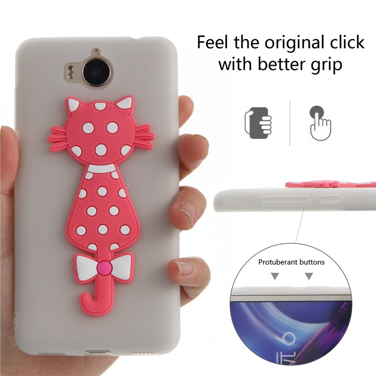 For Huawei Y6 (2017)/Y5 (2017) Adorable 3D Cat Soft TPU Mobile Cover - White-6