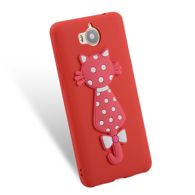 For Huawei Y6 (2017)/Y5 (2017) Adorable 3D Cat Soft TPU Mobile Shell - Red-3