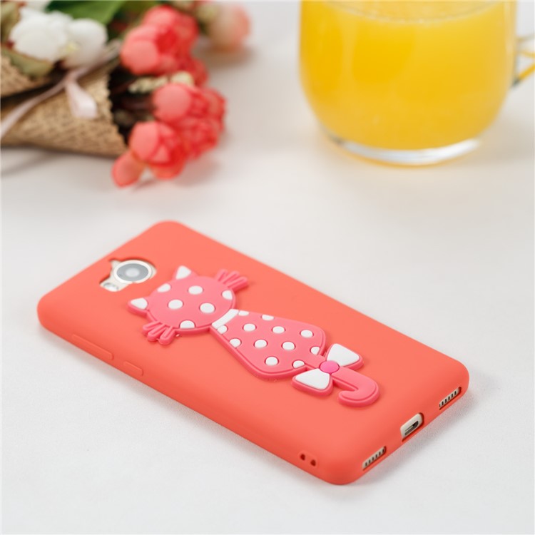 For Huawei Y6 (2017)/Y5 (2017) Adorable 3D Cat Soft TPU Mobile Shell - Red-4