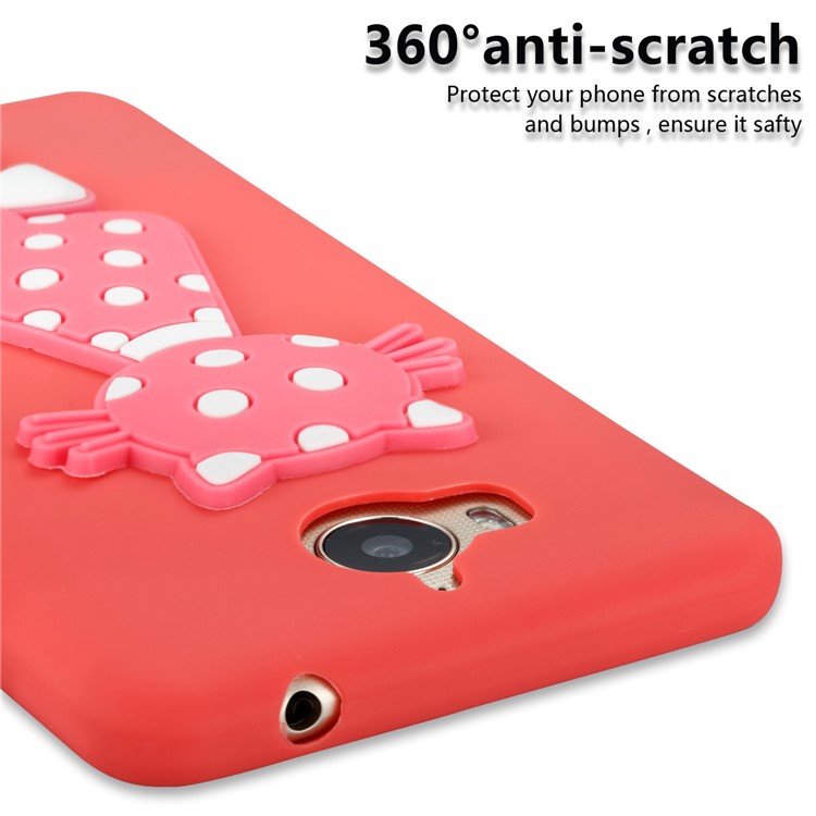 For Huawei Y6 (2017)/Y5 (2017) Adorable 3D Cat Soft TPU Mobile Shell - Red-5