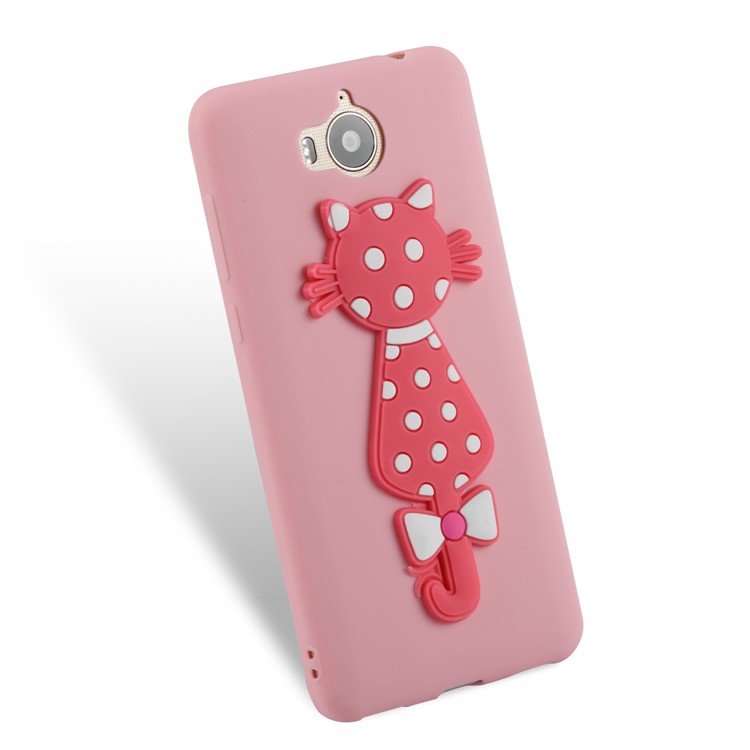 For Huawei Y6 (2017)/Y5 (2017) Adorable 3D Cat Soft TPU Mobile Casing - Pink-3