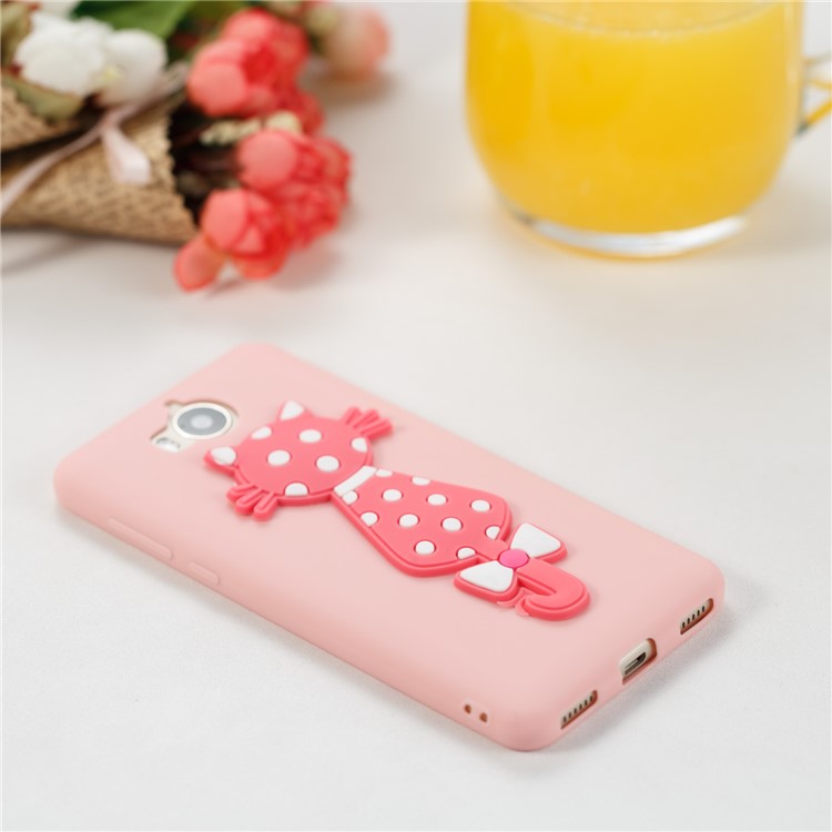 For Huawei Y6 (2017)/Y5 (2017) Adorable 3D Cat Soft TPU Mobile Casing - Pink-4
