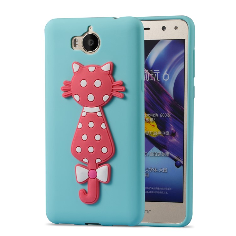 For Huawei Y6 (2017)/Y5 (2017) Adorable 3D Cat Soft TPU Mobile Phone Case - Baby Blue-2