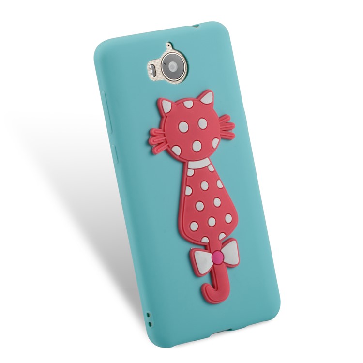 For Huawei Y6 (2017)/Y5 (2017) Adorable 3D Cat Soft TPU Mobile Phone Case - Baby Blue-3