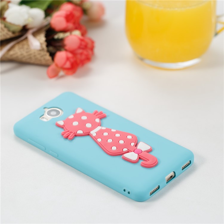 For Huawei Y6 (2017)/Y5 (2017) Adorable 3D Cat Soft TPU Mobile Phone Case - Baby Blue-4