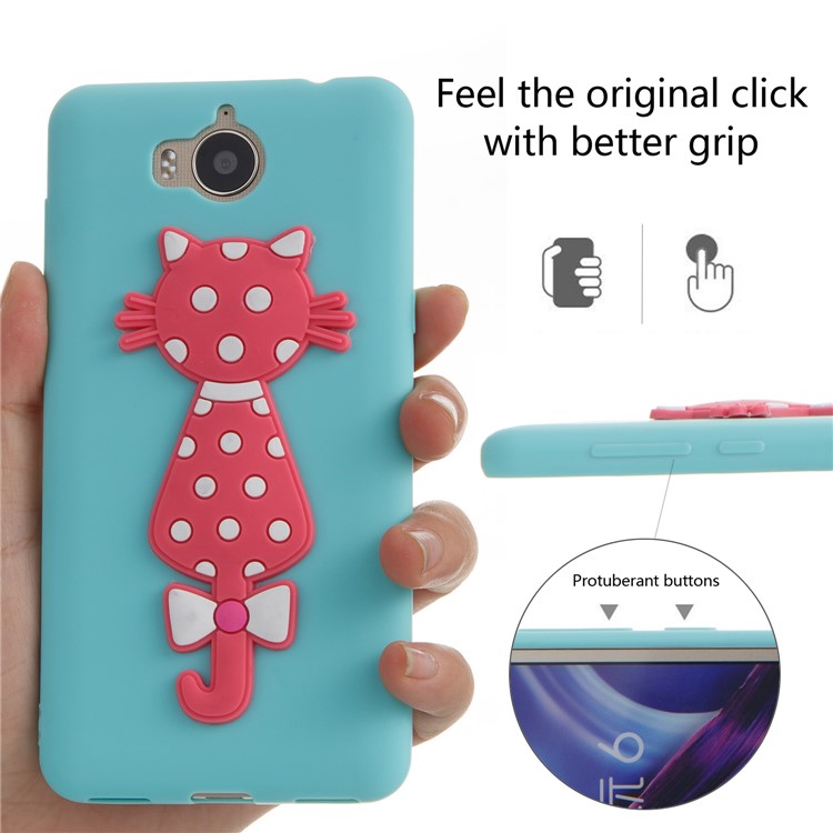 For Huawei Y6 (2017)/Y5 (2017) Adorable 3D Cat Soft TPU Mobile Phone Case - Baby Blue-6
