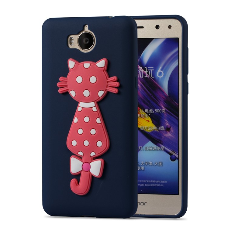 For Huawei Y6 (2017)/Y5 (2017) Adorable 3D Cat Soft TPU Cell Phone Case - Dark Blue-2