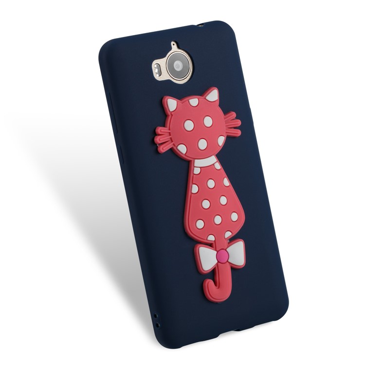 For Huawei Y6 (2017)/Y5 (2017) Adorable 3D Cat Soft TPU Cell Phone Case - Dark Blue-3