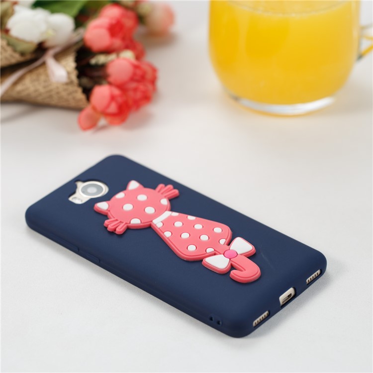 For Huawei Y6 (2017)/Y5 (2017) Adorable 3D Cat Soft TPU Cell Phone Case - Dark Blue-4