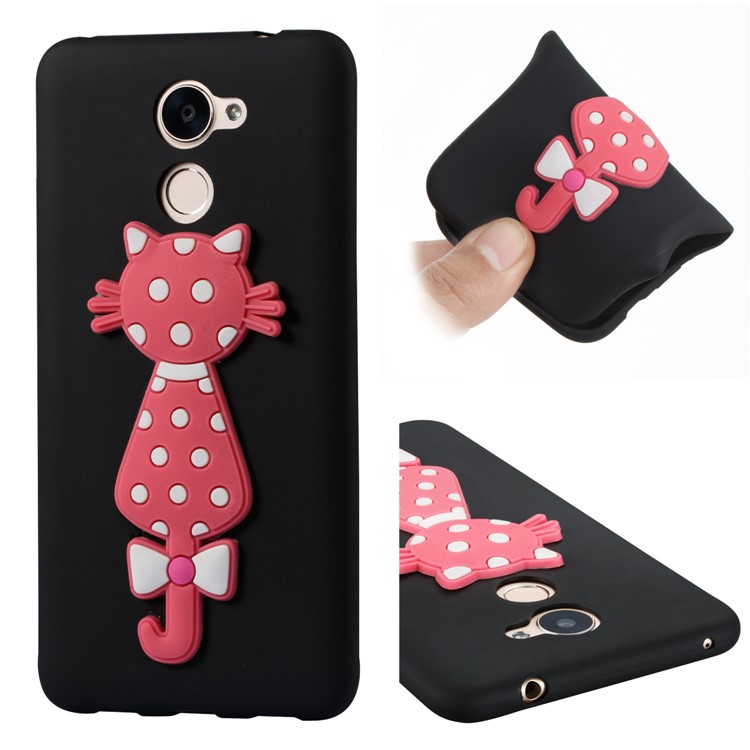 Adorable 3D Cat Soft TPU Mobile Case for Huawei Y7 (2017)/ Y7 Prime/Enjoy 7 Plus - Black-1
