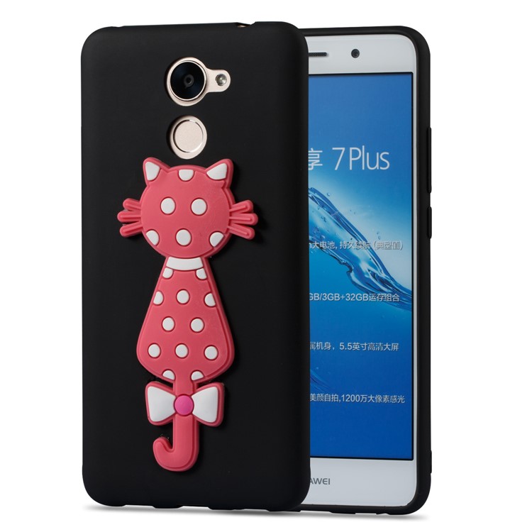 Adorable 3D Cat Soft TPU Mobile Case for Huawei Y7 (2017)/ Y7 Prime/Enjoy 7 Plus - Black-2
