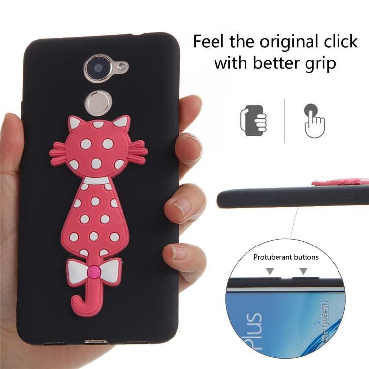 Adorable 3D Cat Soft TPU Mobile Case for Huawei Y7 (2017)/ Y7 Prime/Enjoy 7 Plus - Black-4