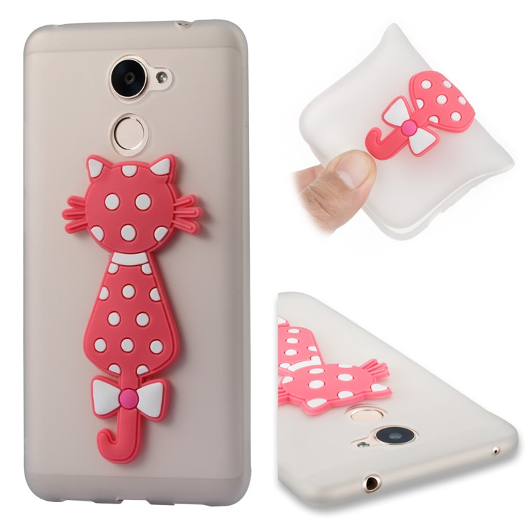 Adorable 3D Cat Soft TPU Mobile Cover for Huawei Y7 (2017)/ Y7 Prime/Enjoy 7 Plus - White-1