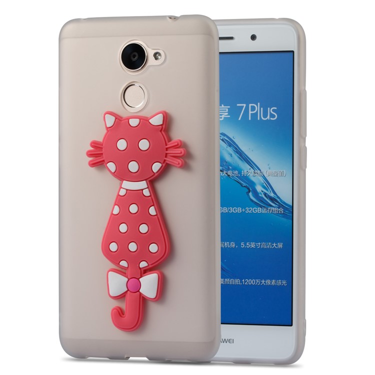Adorable 3D Cat Soft TPU Mobile Cover for Huawei Y7 (2017)/ Y7 Prime/Enjoy 7 Plus - White-2