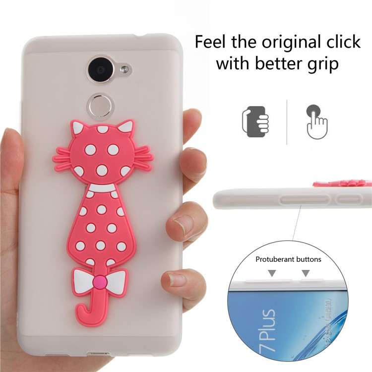 Adorable 3D Cat Soft TPU Mobile Cover for Huawei Y7 (2017)/ Y7 Prime/Enjoy 7 Plus - White-4