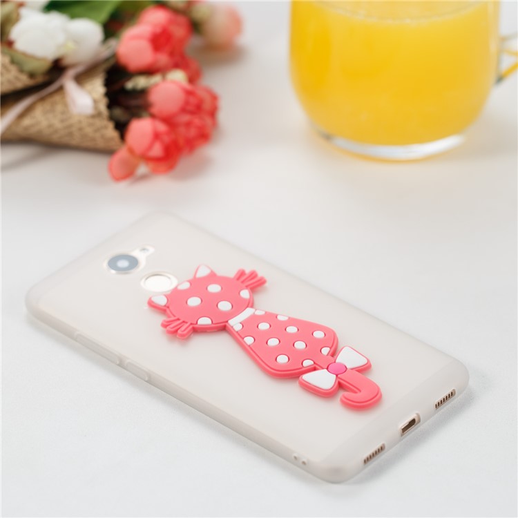 Adorable 3D Cat Soft TPU Mobile Cover for Huawei Y7 (2017)/ Y7 Prime/Enjoy 7 Plus - White-6
