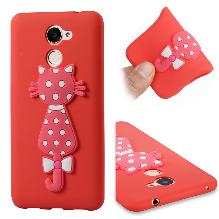 Adorable 3D Cat Soft TPU Mobile Shell for Huawei Y7 (2017)/ Y7 Prime/Enjoy 7 Plus - Red-1