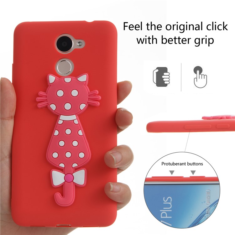 Adorable 3D Cat Soft TPU Mobile Shell for Huawei Y7 (2017)/ Y7 Prime/Enjoy 7 Plus - Red-4