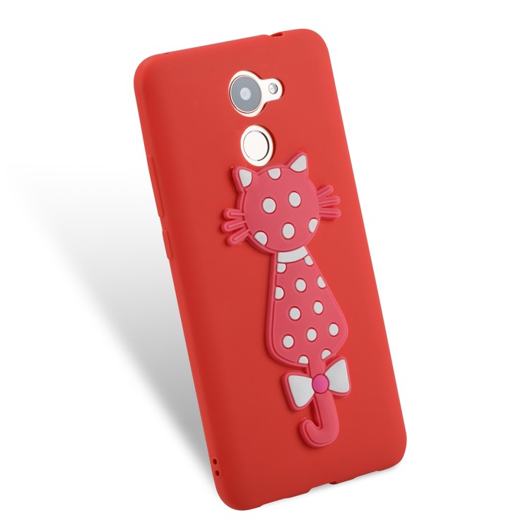 Adorable 3D Cat Soft TPU Mobile Shell for Huawei Y7 (2017)/ Y7 Prime/Enjoy 7 Plus - Red-5