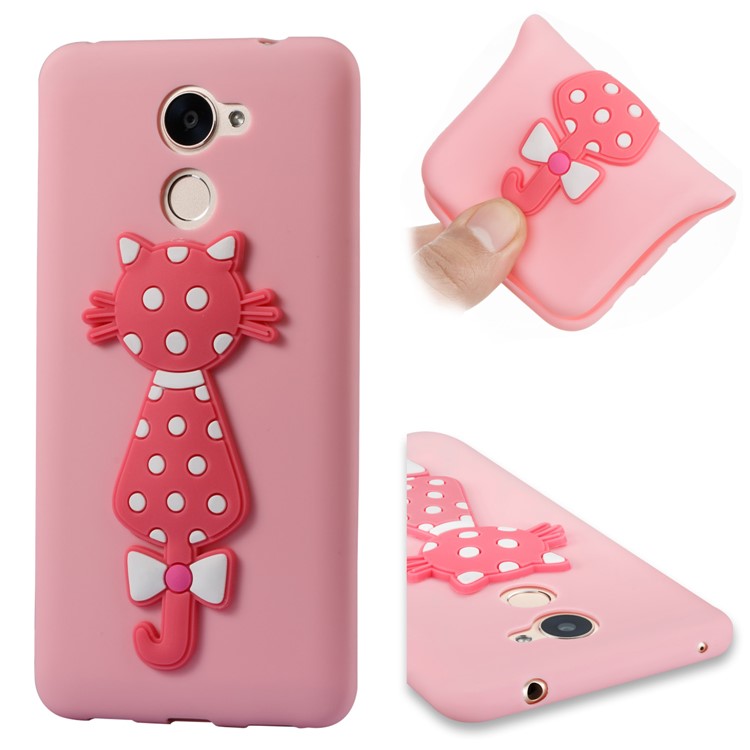 Adorable 3D Cat Soft TPU Mobile Casing for Huawei Y7 (2017)/ Y7 Prime/Enjoy 7 Plus - Pink-1