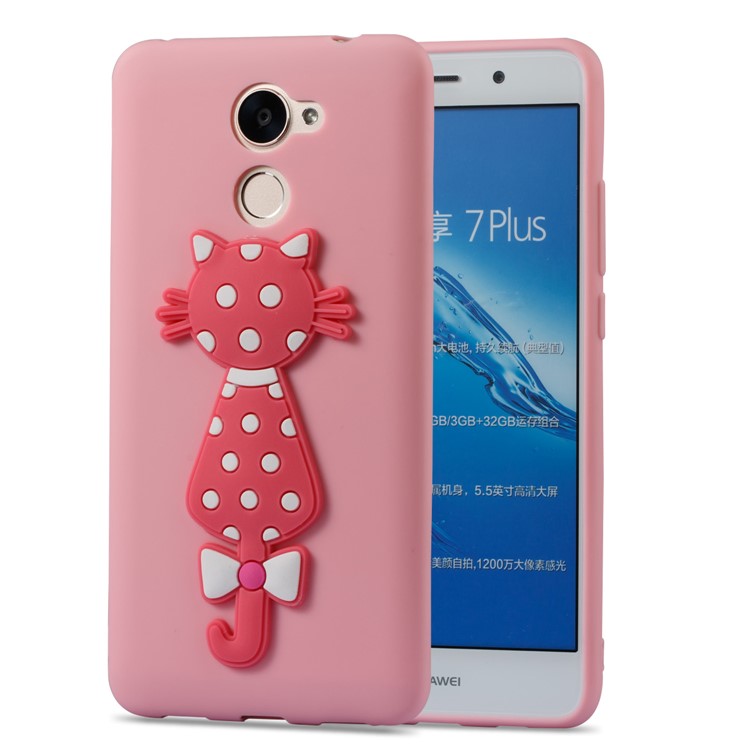 Adorable 3D Cat Soft TPU Mobile Casing for Huawei Y7 (2017)/ Y7 Prime/Enjoy 7 Plus - Pink-2
