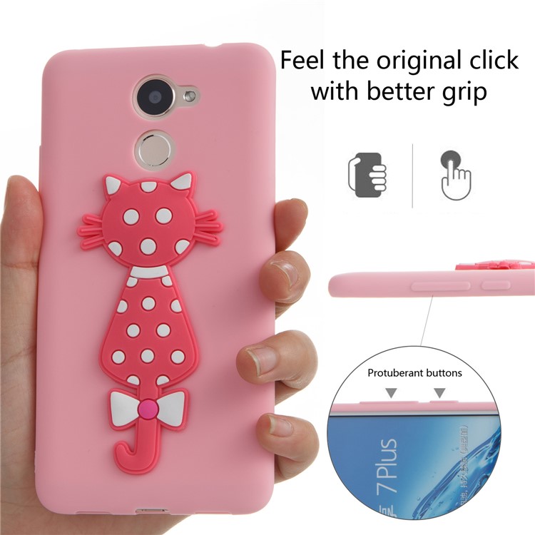Adorable 3D Cat Soft TPU Mobile Casing for Huawei Y7 (2017)/ Y7 Prime/Enjoy 7 Plus - Pink-4