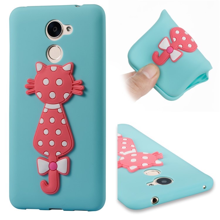 Adorable 3D Cat Soft TPU Mobile Phone Case for Huawei Y7 (2017)/ Y7 Prime/Enjoy 7 Plus - Baby Blue-1