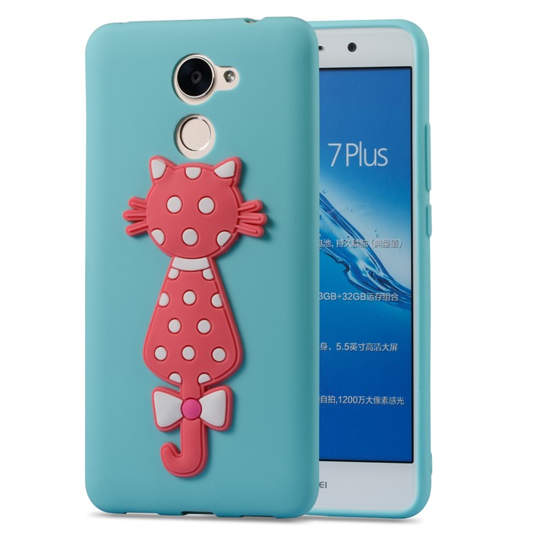 Adorable 3D Cat Soft TPU Mobile Phone Case for Huawei Y7 (2017)/ Y7 Prime/Enjoy 7 Plus - Baby Blue-2