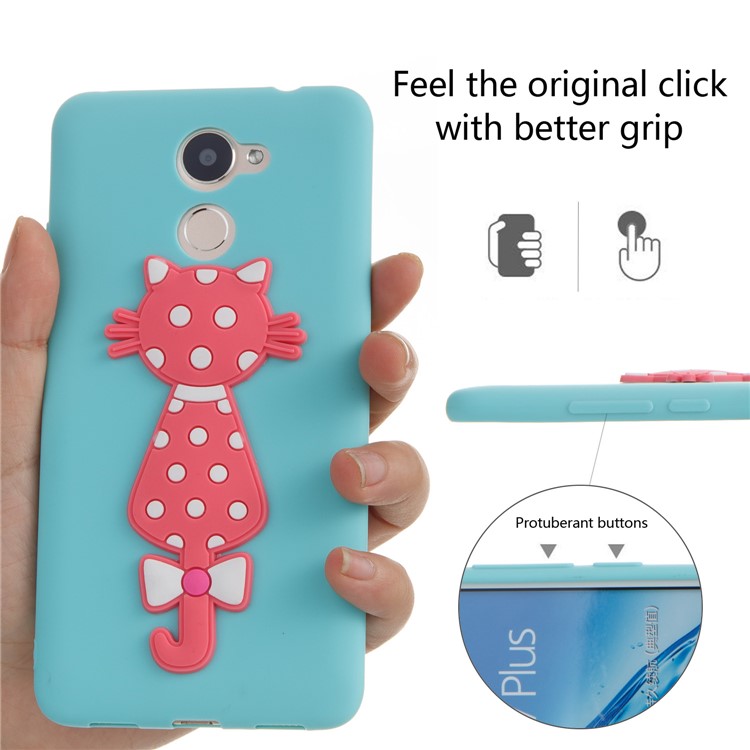 Adorable 3D Cat Soft TPU Mobile Phone Case for Huawei Y7 (2017)/ Y7 Prime/Enjoy 7 Plus - Baby Blue-4