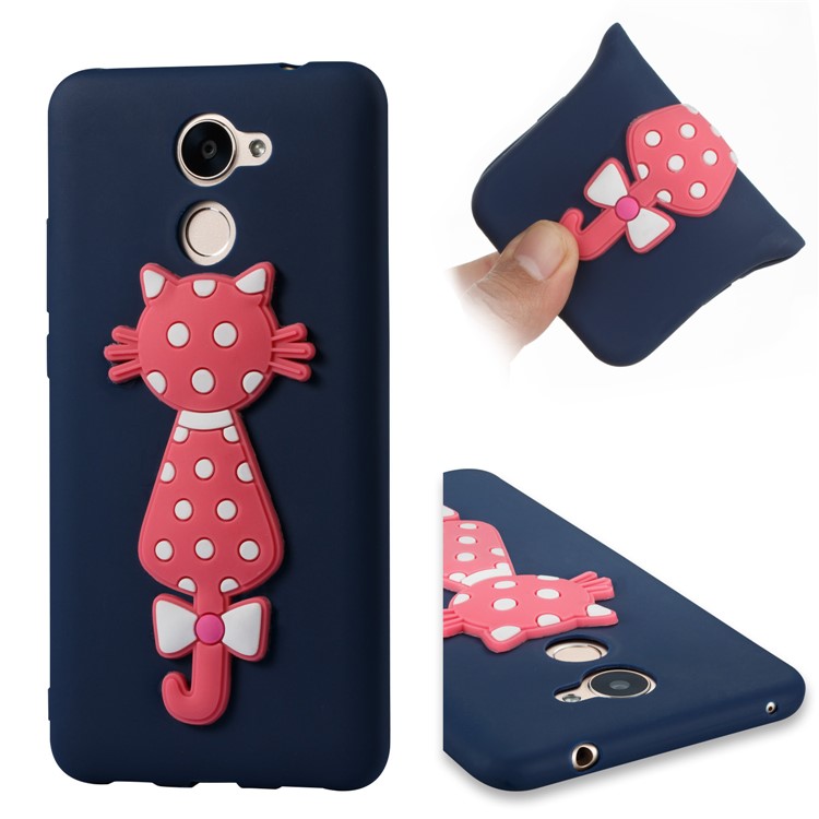 Adorable 3D Cat Soft TPU Cell Phone Case for Huawei Y7 (2017)/ Y7 Prime/Enjoy 7 Plus - Dark Blue-1