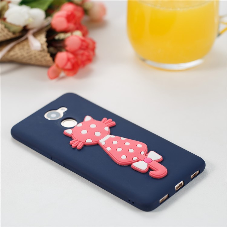 Adorable 3D Cat Soft TPU Cell Phone Case for Huawei Y7 (2017)/ Y7 Prime/Enjoy 7 Plus - Dark Blue-5