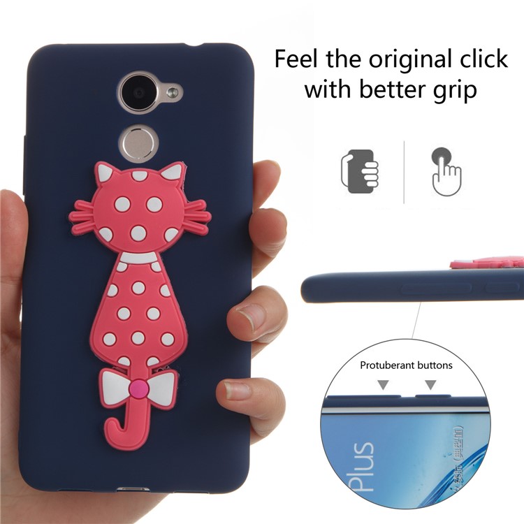 Adorable 3D Cat Soft TPU Cell Phone Case for Huawei Y7 (2017)/ Y7 Prime/Enjoy 7 Plus - Dark Blue-6