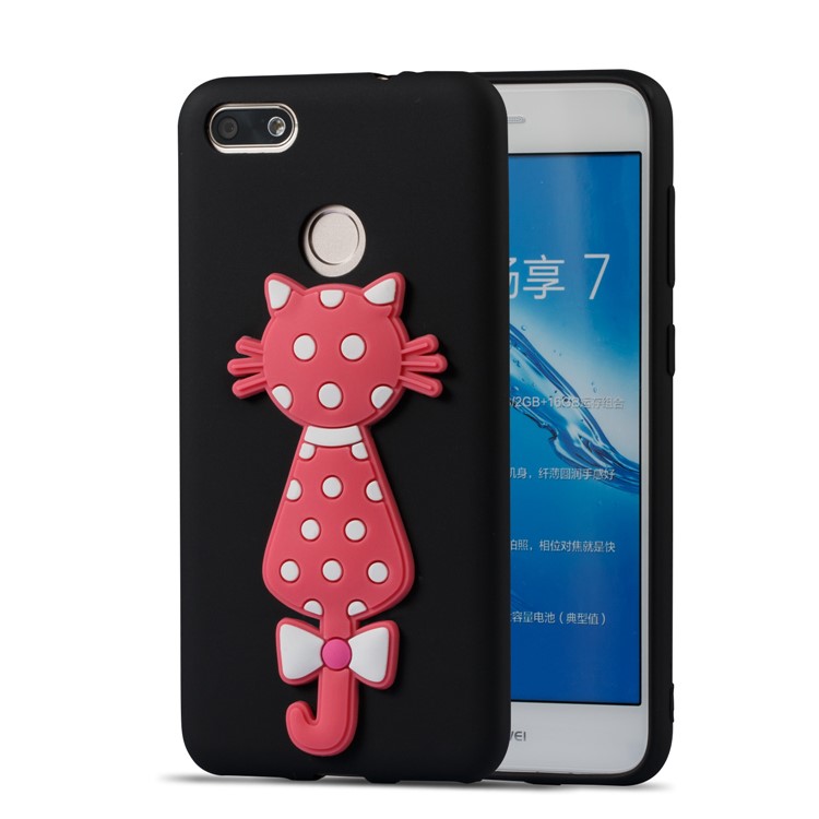 Adorable 3D Cat Pattern TPU Case for Huawei Y6 Pro (2017) / Enjoy 7 / P9 lite mini - Black-2
