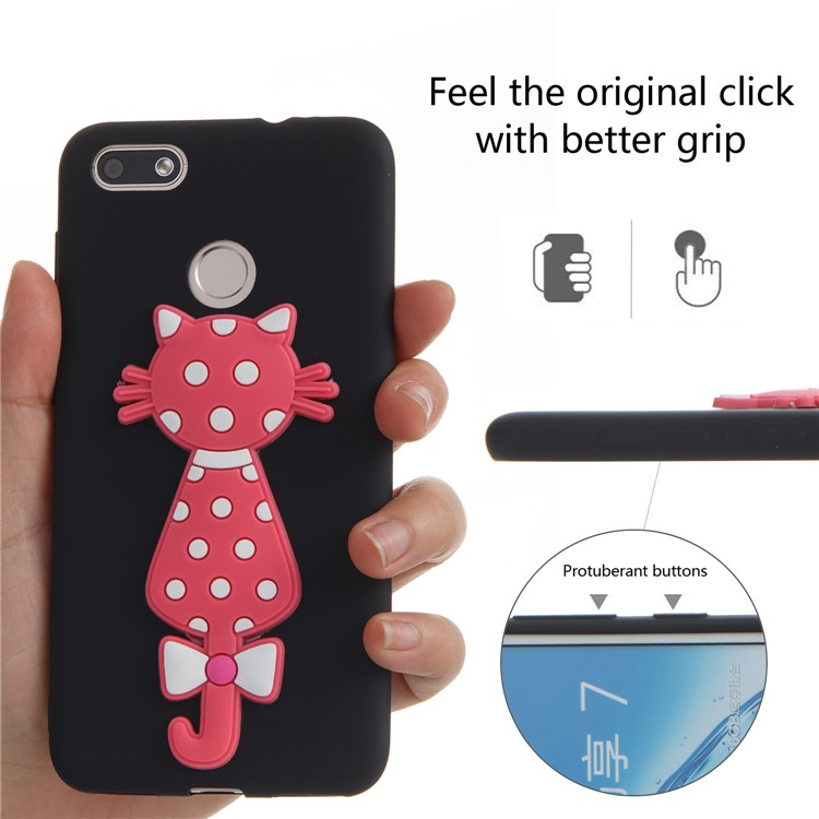 Adorable 3D Cat Pattern TPU Case for Huawei Y6 Pro (2017) / Enjoy 7 / P9 lite mini - Black-6