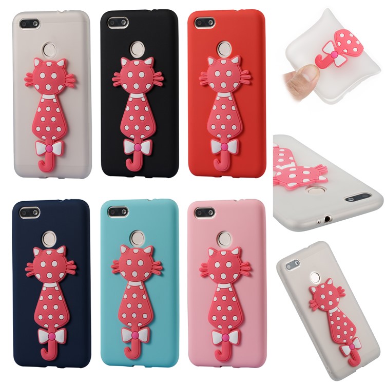 Adorable 3D Cat Pattern TPU Case for Huawei Y6 Pro (2017) / Enjoy 7 / P9 lite mini - Black-7