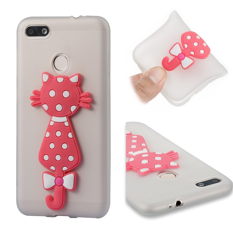 Adorable 3D Cat Pattern TPU Cell Phone Case for Huawei Y6 Pro (2017) / Enjoy 7 / P9 lite mini - White-1