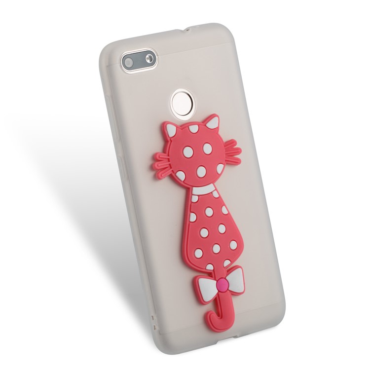 Adorable 3D Cat Pattern TPU Cell Phone Case for Huawei Y6 Pro (2017) / Enjoy 7 / P9 lite mini - White-3