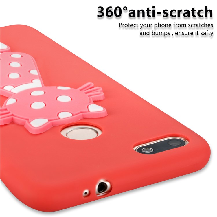 Adorable 3D Cat Pattern TPU Shell Cover Case for Huawei Y6 Pro (2017) / Enjoy 7 / P9 lite mini - Red-5