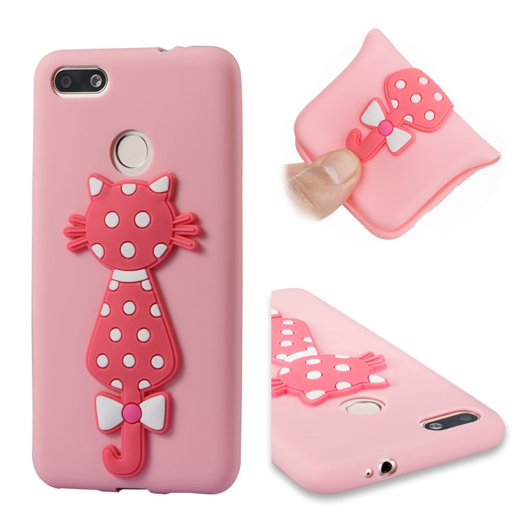 Adorable 3D Cat Pattern TPU Cover Shell for Huawei Y6 Pro (2017) / Enjoy 7 / P9 lite mini - Pink-1