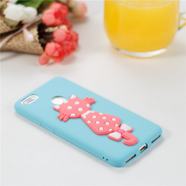 Adorable 3D Cat Pattern TPU Case Phone Shell for Huawei Y6 Pro (2017) / Enjoy 7 / P9 lite mini - Baby Blue-4