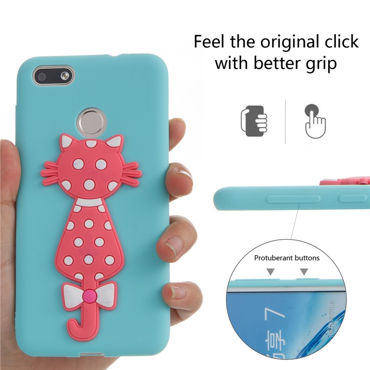 Adorable 3D Cat Pattern TPU Case Phone Shell for Huawei Y6 Pro (2017) / Enjoy 7 / P9 lite mini - Baby Blue-6