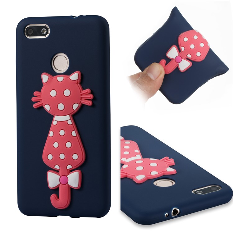 Adorable 3D Cat Pattern TPU Protective Case for Huawei Y6 Pro (2017) / Enjoy 7 / P9 lite mini - Dark Blue-1