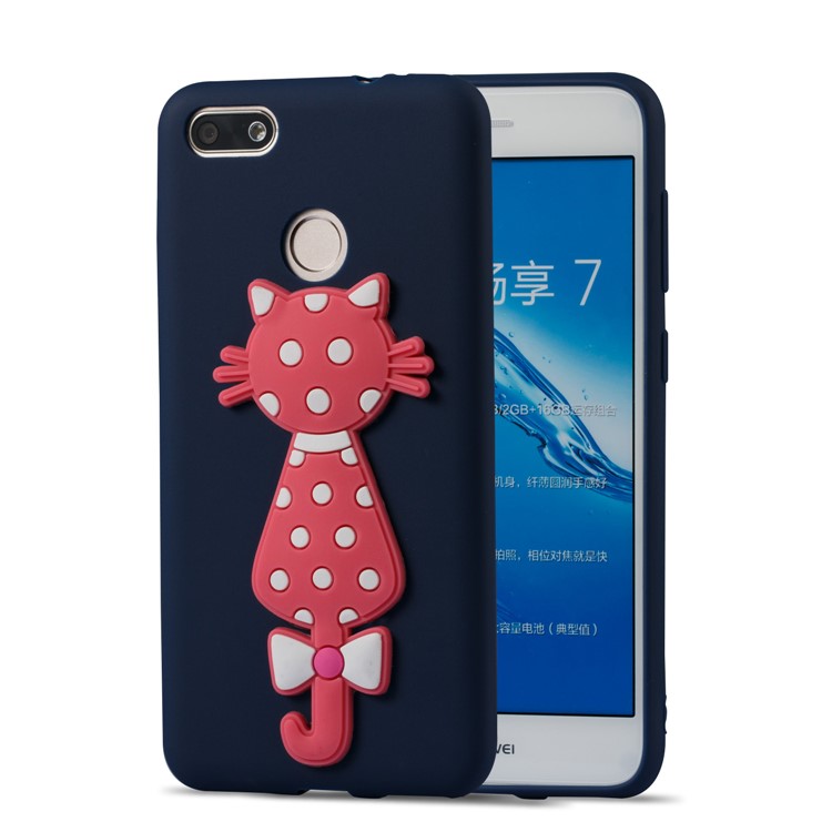 Adorable 3D Cat Pattern TPU Protective Case for Huawei Y6 Pro (2017) / Enjoy 7 / P9 lite mini - Dark Blue-2