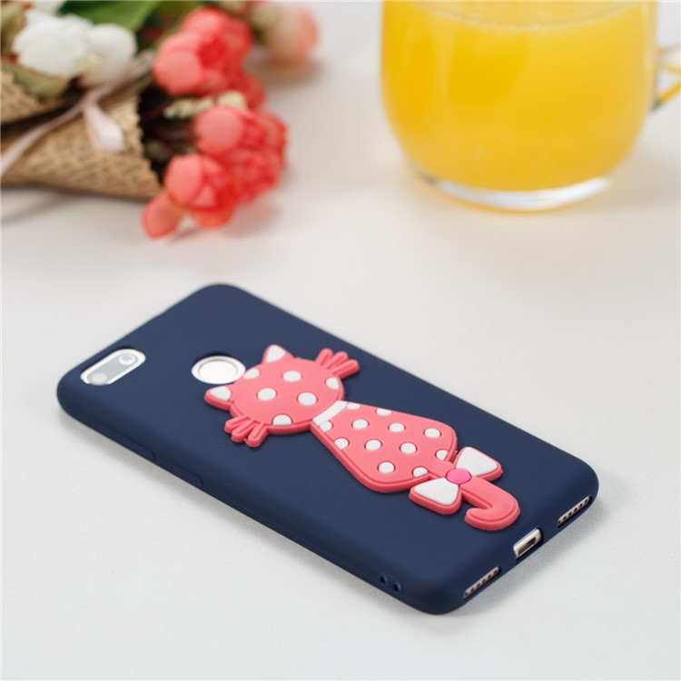 Adorable 3D Cat Pattern TPU Protective Case for Huawei Y6 Pro (2017) / Enjoy 7 / P9 lite mini - Dark Blue-4