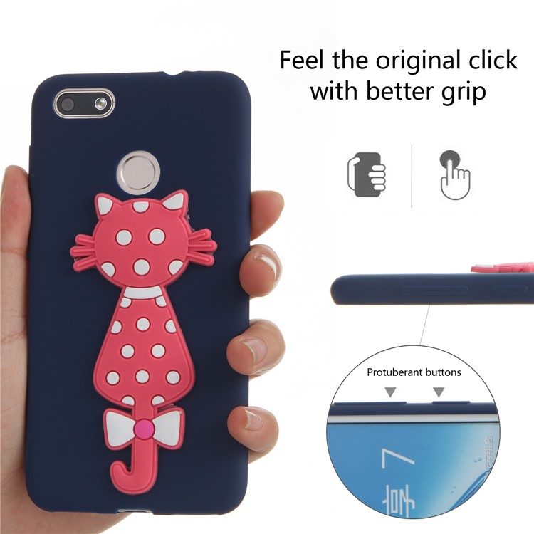 Adorable 3D Cat Pattern TPU Protective Case for Huawei Y6 Pro (2017) / Enjoy 7 / P9 lite mini - Dark Blue-6