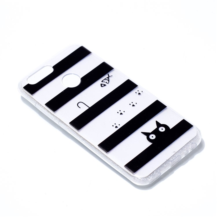 Ultra Thin Patterned Soft TPU Protective Case for Huawei nova 2 - Stripes and Cat-3